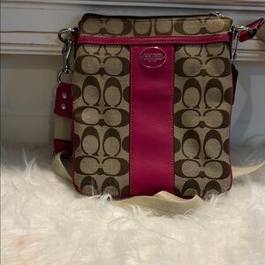 SOLD Coach Pink and Tan Crossbody Bag